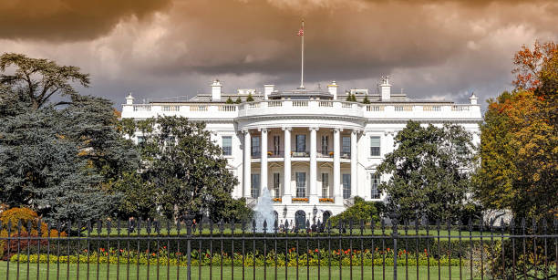istock Panoramic view of the White House in Washington DC 869726386