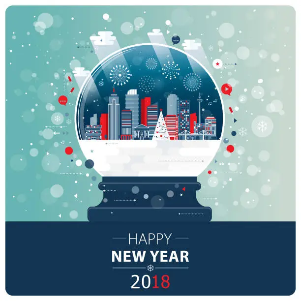 Vector illustration of New Year And Xmas Glass Ball