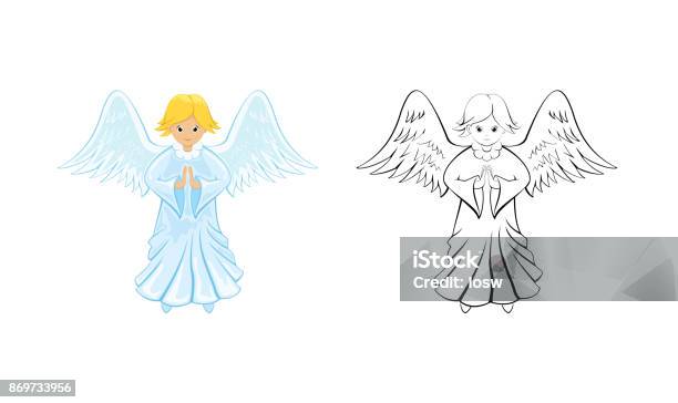 Angel For Coloring Book Stock Illustration - Download Image Now - Angel, Illustration, Animal Body Part