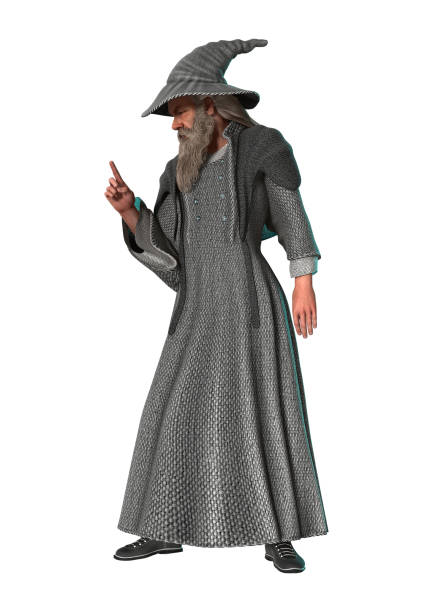 3D digital render of a fantasy wizard isolated on white background