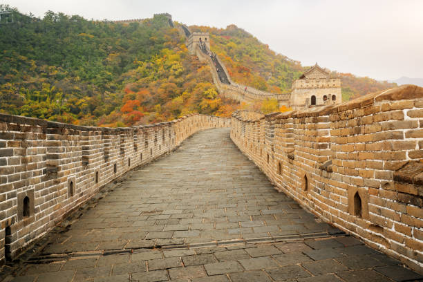 istock China The great wall distant view compressed towers and wall segments autumn season in mountains near Beijing ancient chinese fortification military landmark in Beijing, China. 869736714