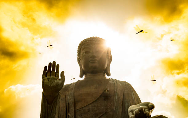 Tian Tan Giant Buddha with dragonflies in Hong Kong Tian Tan Giant Buddha in Hong Kong surrounded by dragonflies tian tan buddha stock pictures, royalty-free photos & images