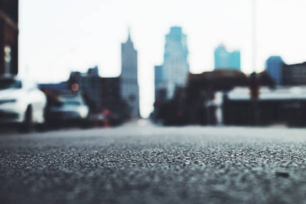 Street level view with downtown Kansas City in background