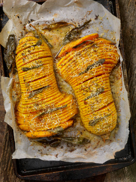 Hasselback Butternut Squash with Brown Butter, Sage and Parmesan