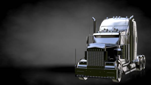 istock 3d rendering of a metalic reflective truck on a dark background 869753780