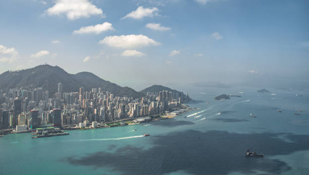 istock Hong Kong Island and harbor - aerial view 869759404
