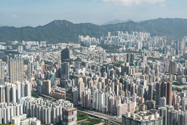 istock Densely populated tower blocks in Hong Kong 869759550