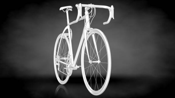 istock 3d rendering of a white reflective bicycle on a dark background 869772676