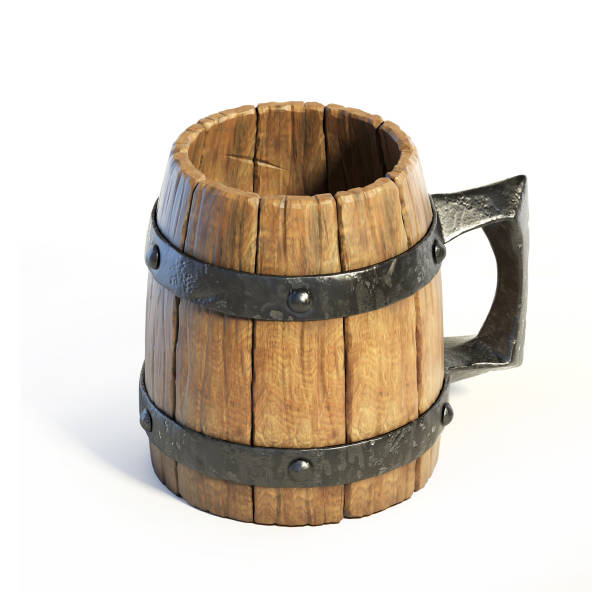 istock Wooden mug, tankard 3d rendering isolated illustration 869780358