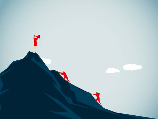 завоевание невзгод - rock climbing mountain climbing climbing women stock illustrations