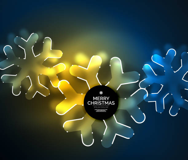 istock Glowing Winter Snowflakes on dark, Christmas and New Year holiday background 869786022