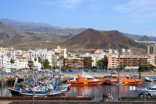 Harbor in Los Cristianos, resort town in Tenerife, Canary Islands, Spain