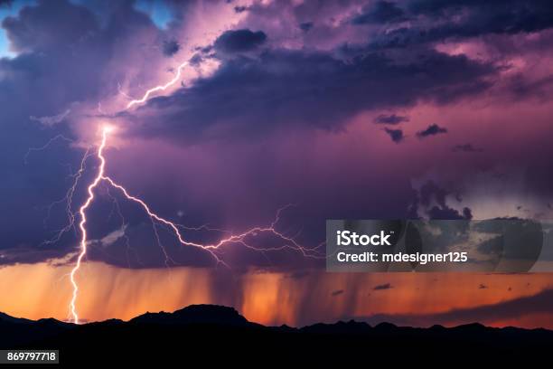 Lightning Stock Photo - Download Image Now - Mountain, Thunderstorm, Lightning