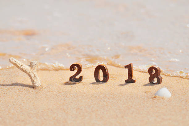istock Happy new year 2018 concept and coral decorative idea 869800976