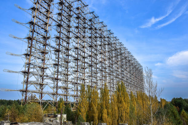istock Large antenna field. Soviet radar system 