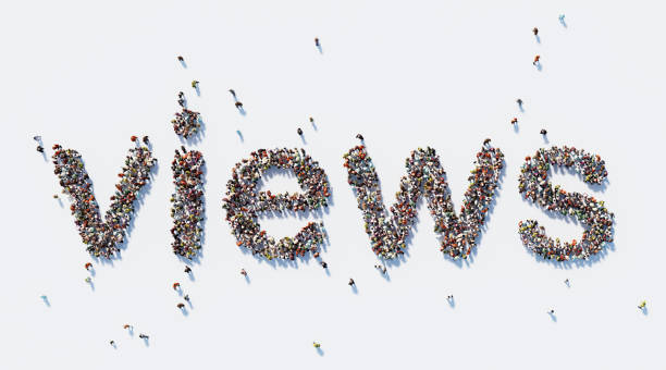 istock Human Crowd Forming A Big Views Text: Social Media Concept 869814940