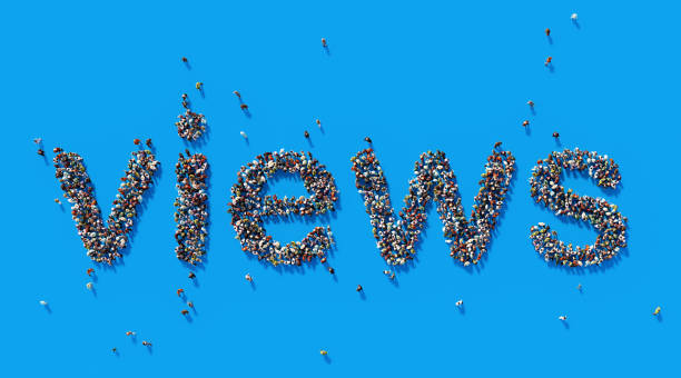 istock Human Crowd Forming A Big Views Text: Social Media Concept 869815496
