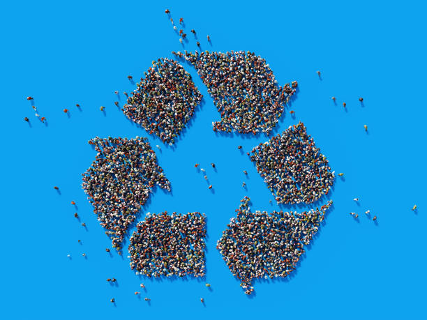istock Human Crowd Forming A Recycling Symbol: Social Media Concept 869815652