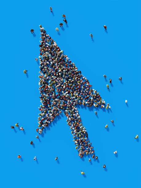 istock Human Crowd Forming A Mouse Cursor: Social Media And Crowdfunding Concept 869818162