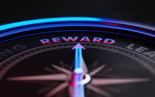 istock Reward Concept: Arrow of A Compass Pointing Reward Text 869822050