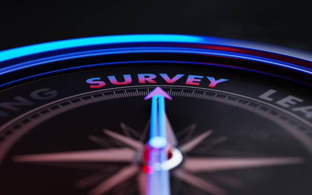 istock Survey Concept: Arrow of A Compass Pointing Survey Text 869826138