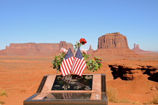 This is the memorial to Native American Soldier at John Fords Point in Monument Valley, USA. It's a beautiful recognition to those represented their people so well, and they've couldn't have made this in one of the most beautiful, and sacred place to the Navajos.