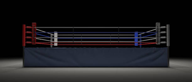 istock 3d rendering of an empty boxing ring in the dark with its center spotlighted. 869838882