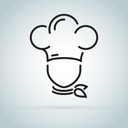 Chef In A Cooking Hat Vector Outline Logo Kitchen Simple Black Icon Stock  Illustration - Download Image Now - iStock