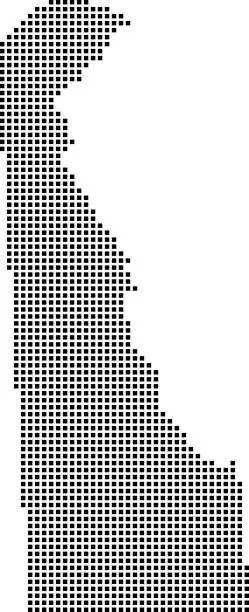 Vector illustration of Highly detailed Delaware map dots. Dotted Delaware state of USA map vector outline. Pixelated Delaware state of United States map in black and white illustration background