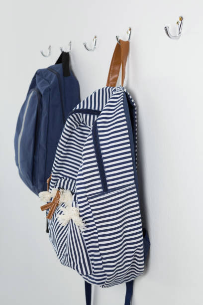 istock Schoolbags hanging on hook 869852726