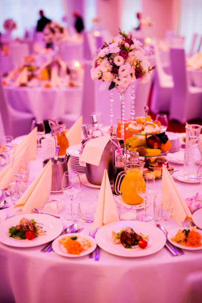 istock Prepared table with meal for family celebration 869855260
