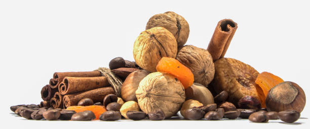 istock Still life of walnuts, hazelnuts, forest rech and other 869858630