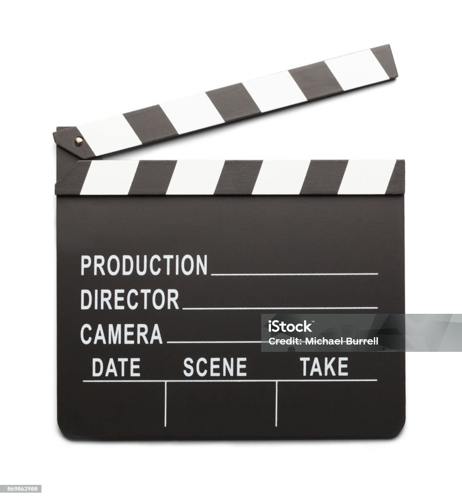 Clap Board Movie Directors Clap Board Isolated On White Background. Acting - Performance Stock Photo