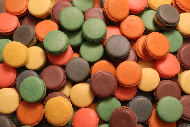 istock Bunch of colorful macarons. 869868858