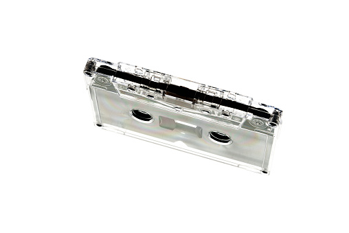 An isolated vintage cassette tape