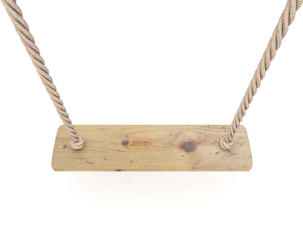 istock Swing made of rope and a wooden plank 3D 869896014
