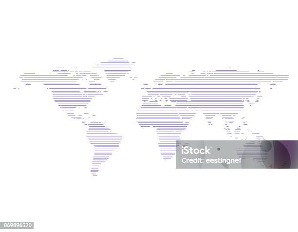 Abstract Striped World Map Isolated On White Background Vector Illustration Stock Illustration - Download Image Now