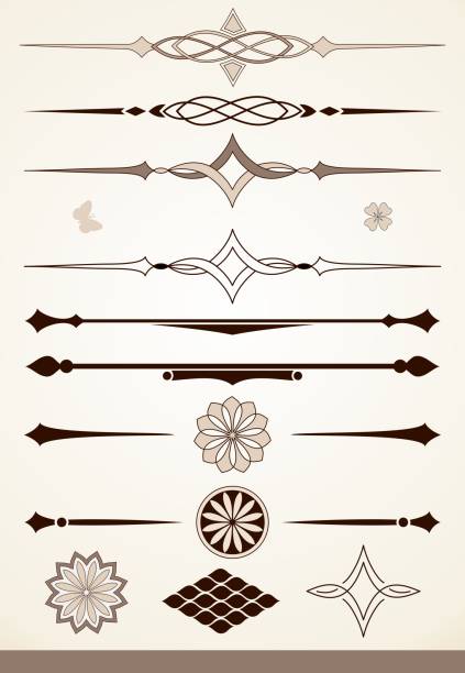 Decorations and dividers, Eps 10 vector file Set of unique page or text dividers and decorative design elements, Eps 10 vector file paragraph stock illustrations