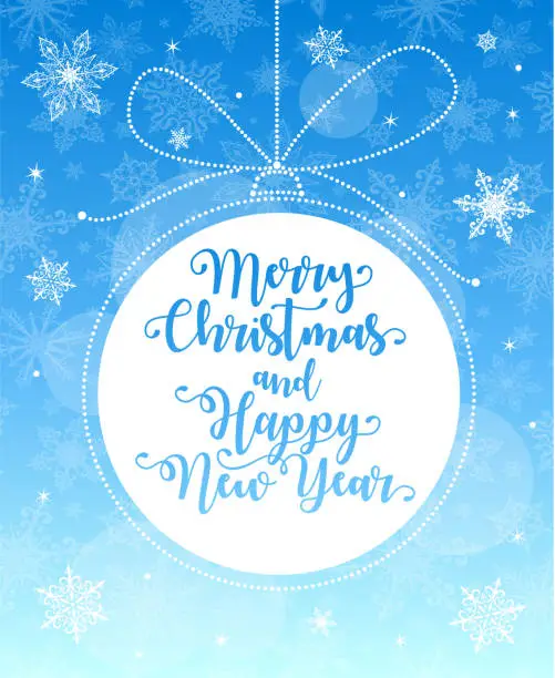 Vector illustration of Christmas Ball nad Text - Merry Christmas and Happy New Year