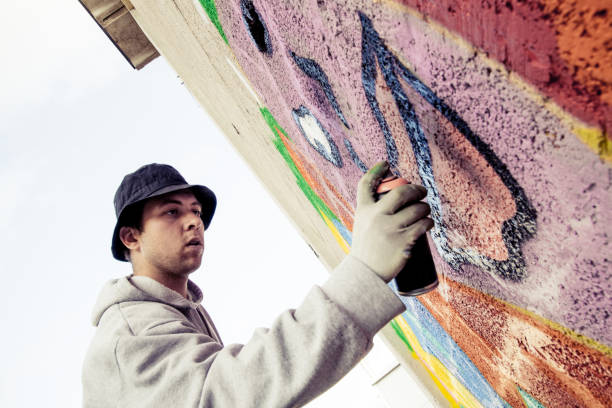 istock Graffiti Artist Spraying on the Wall 869911592