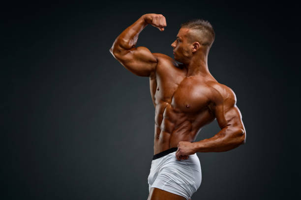 muskeln zeigen - abdominal muscle muscular build barbell bicep stock-fotos und bilder