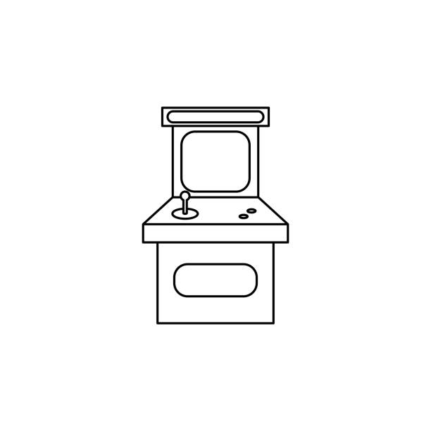 istock vintage game arcade cabinet icon. Simple line games icon. Can be used as web element, playing design icon 869919138