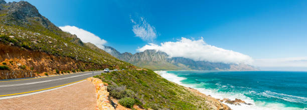 Coastal Road South Africa Victoria Road Tourist Drive in Table Mountian National Park, South Africa hermanus stock pictures, royalty-free photos & images