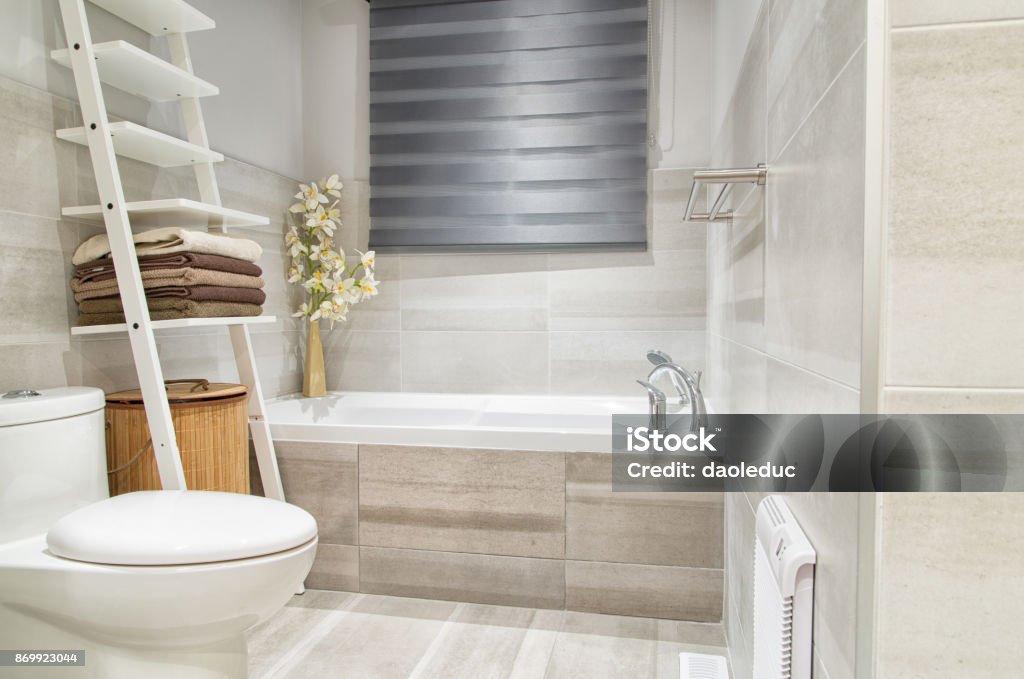 Modern bathroom in luxury house Bathroom Stock Photo