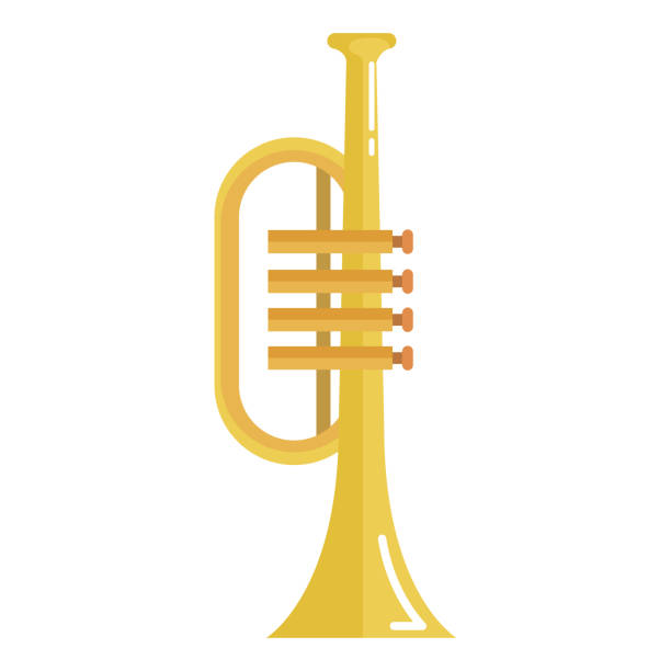 stockillustraties, clipart, cartoons en iconen met trompet instrument geïsoleerde pictogram - trompet