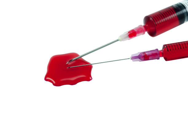 istock Needle of Blood isolated on white background 869926744