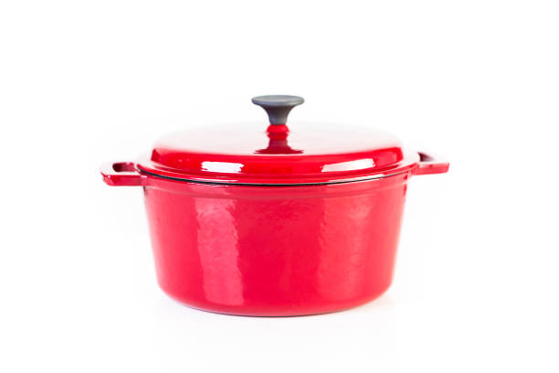 istock Red enameled cast iron covered dutch oven 869926826