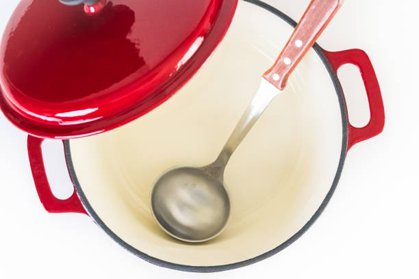 istock Red enameled cast iron covered dutch oven 869926860