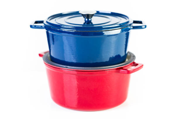 istock Red and blue enameled cast iron covered dutch ovens 869926862