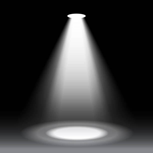 istock 3D illustration of 3D rendering, empty stage in spotlights 869930320